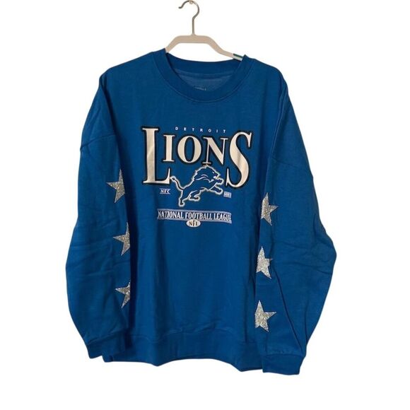Gameday Couture Women's NFL Medium Blue Rhinestone Sweatshirt Detroit Lions - Picture 1 of 11